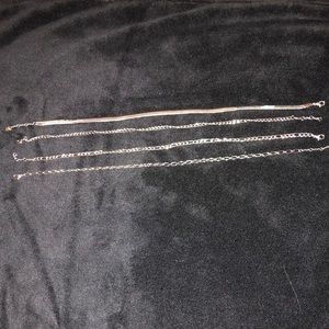 Four pack of silver chain choker necklaces NWOT